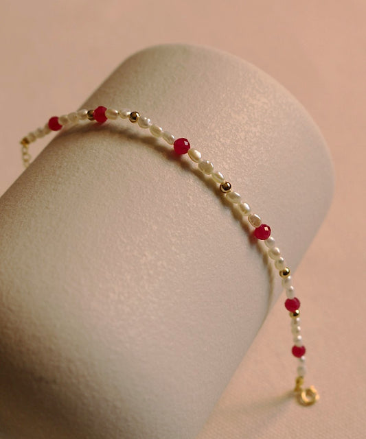 Radiant Heart Ruby Pearl Bracelet