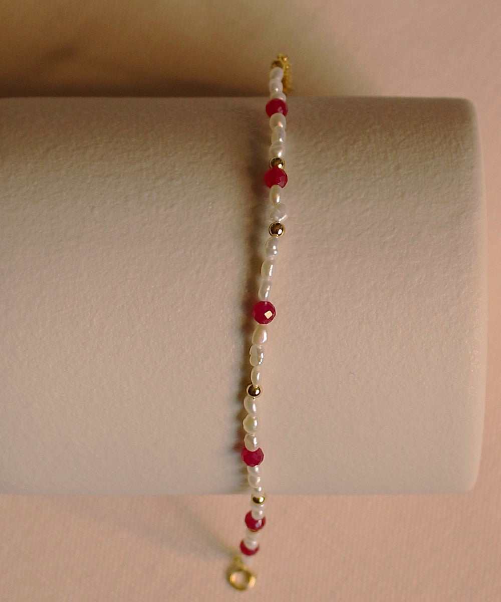 Radiant Heart Ruby Pearl Bracelet