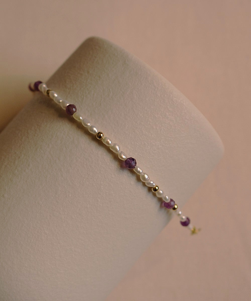 Moonlight Bloom Amethyst Pearl Bracelet