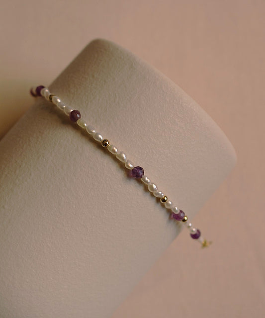 Moonlight Bloom Amethyst Pearl Bracelet