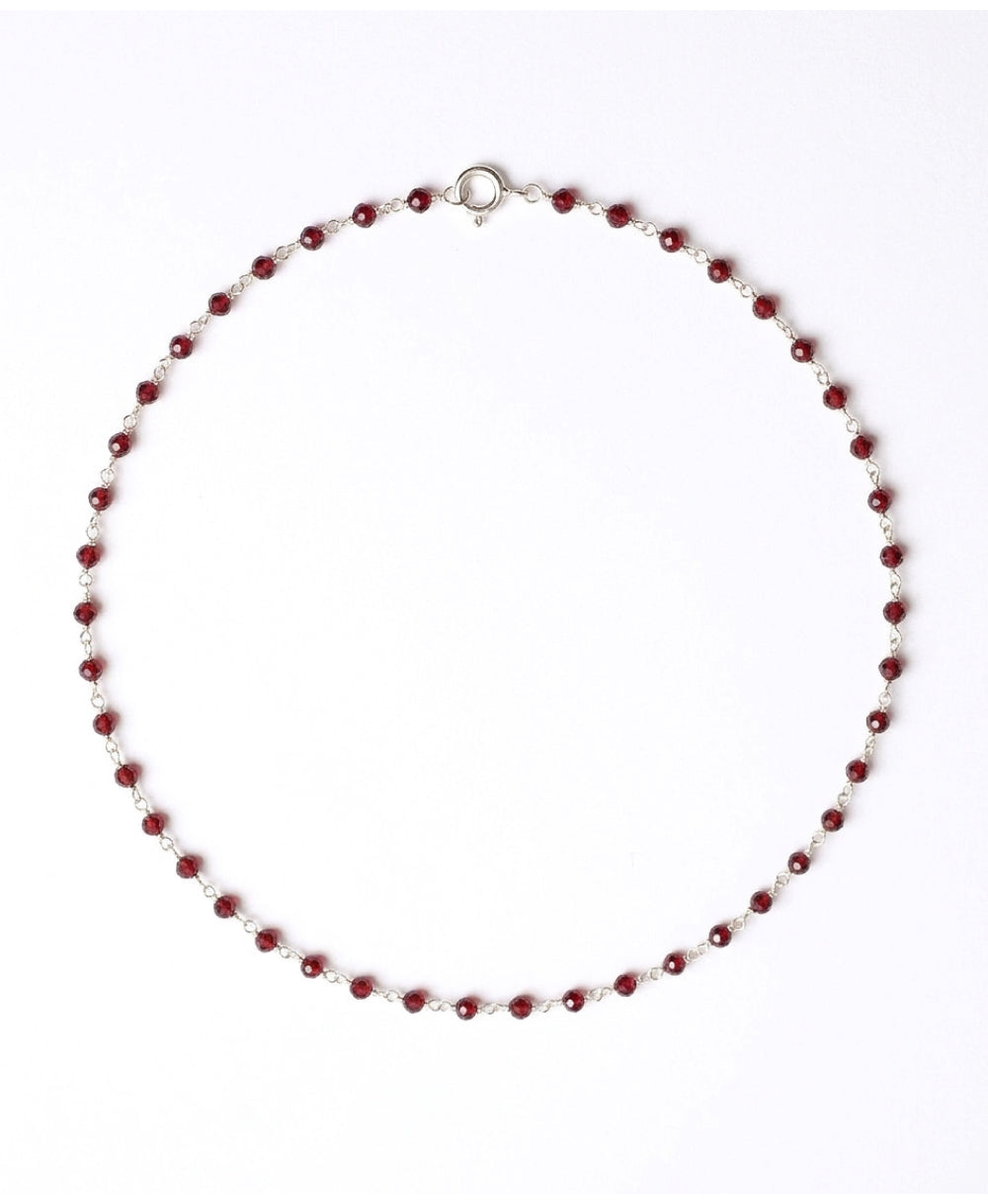 Garnet Silver Weave Necklace