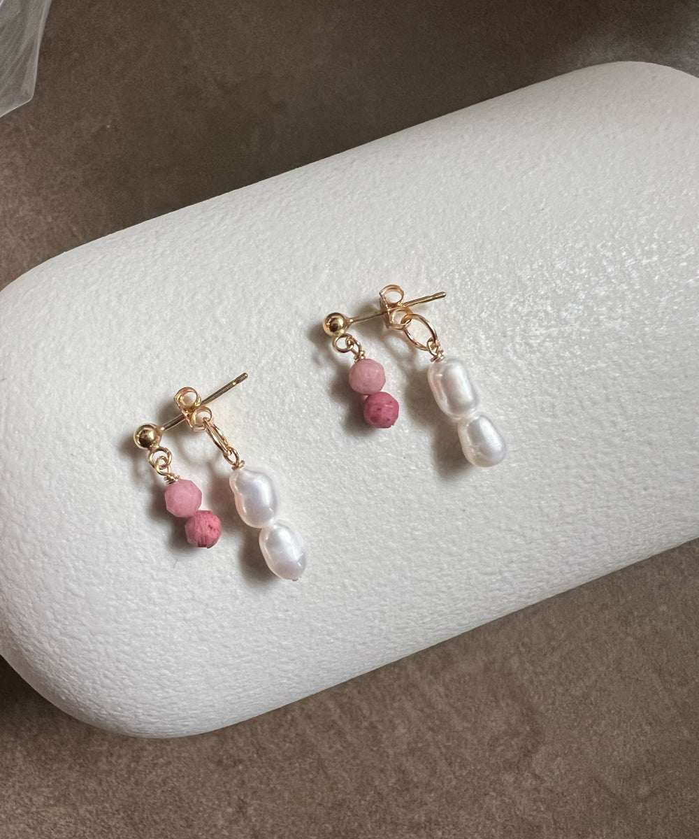 Pink Opal Pearl Backdrop Earrings