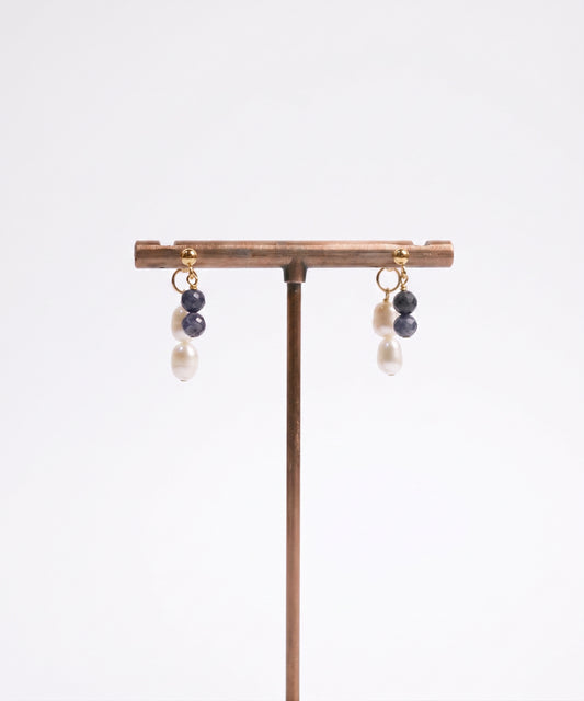 Sapphire Pearl Backdrop Earrings