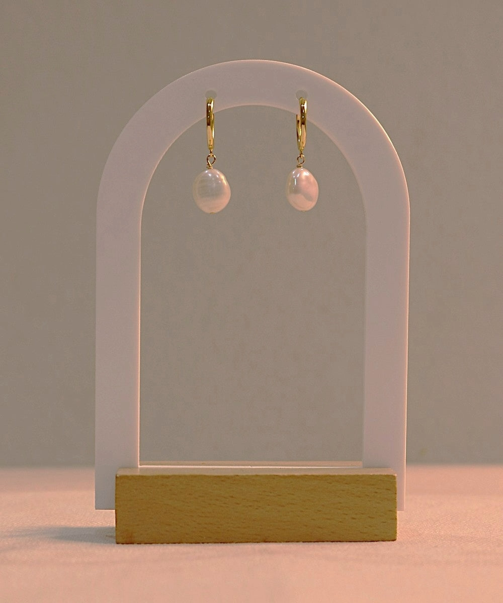 Lustrous Drop Pearl Hoops