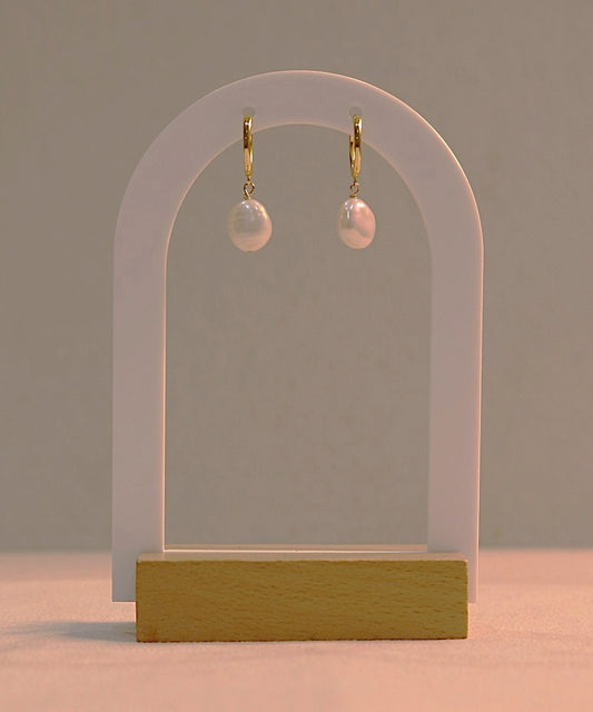 Lustrous Drop Pearl Hoops