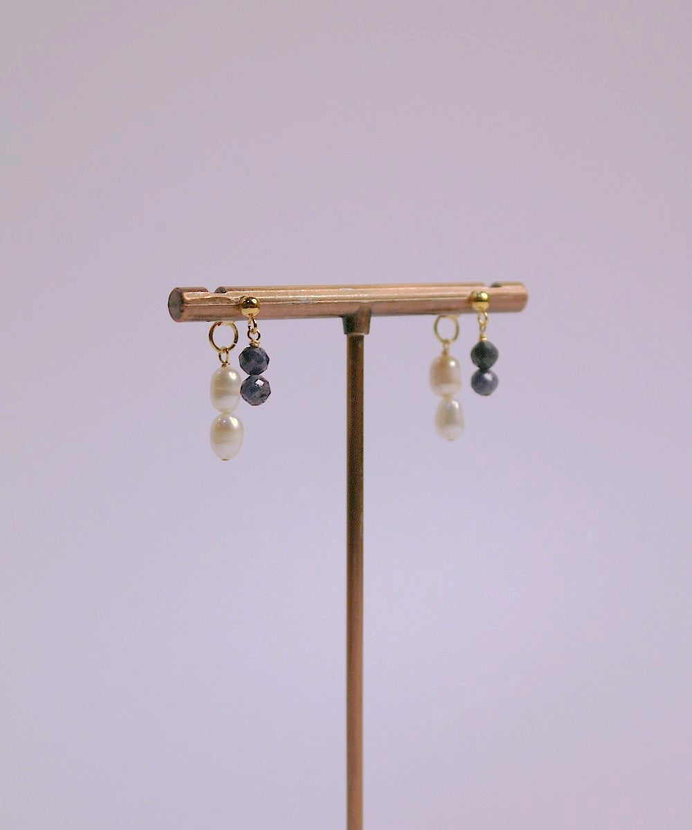 Sapphire Pearl Backdrop Earrings