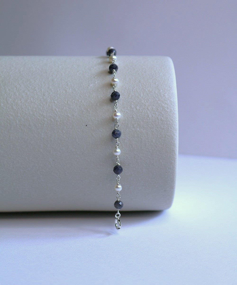 Sapphire Pearl Woven Bracelet