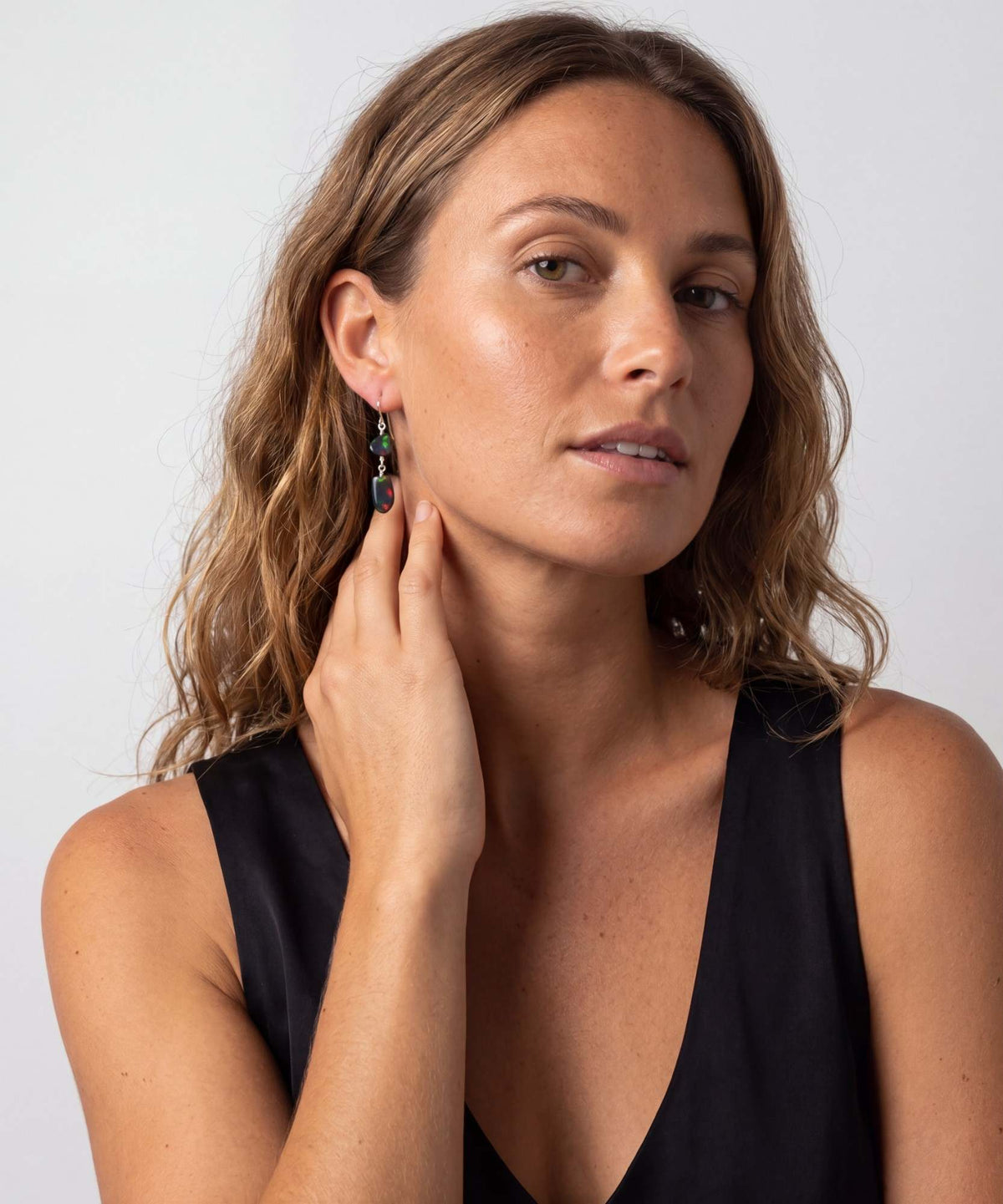Black Onyx Silver Earrings