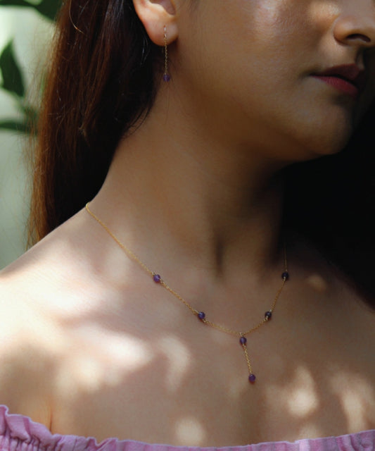 Mystic Bloom Set – Amethyst Necklace & Earrings