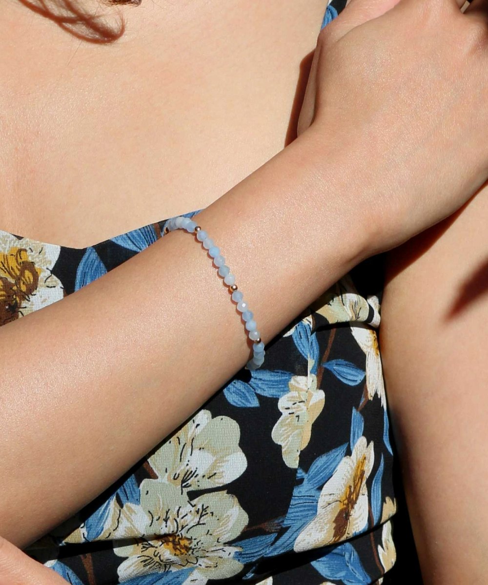 Celestial Calm Set – Aquamarine Beaded Necklace, Bracelet & Hoop Earrings