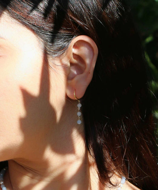 Celestial Calm Set – Aquamarine Beaded Necklace, Bracelet & Hoop Earrings