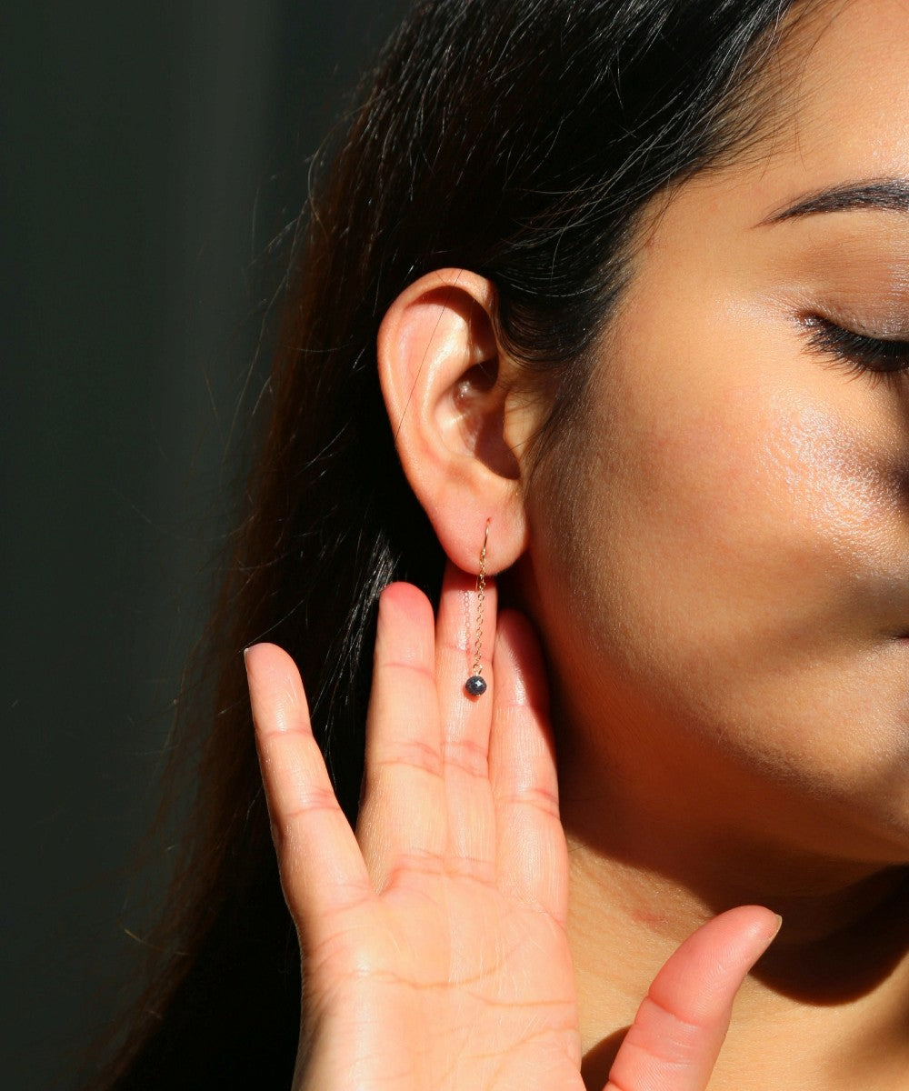 Midnight Drop Sapphire Earrings