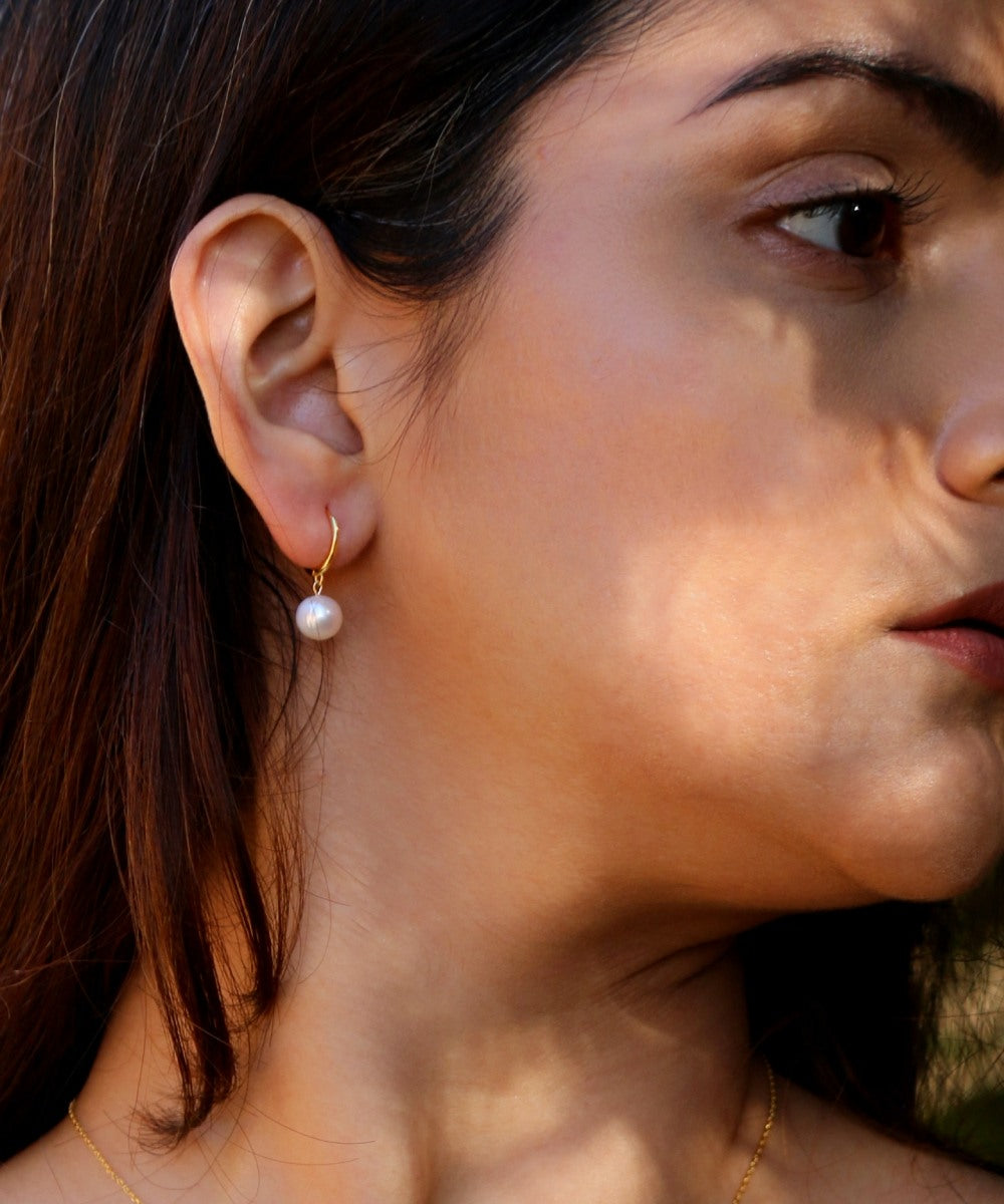 Single Pearl Hoops