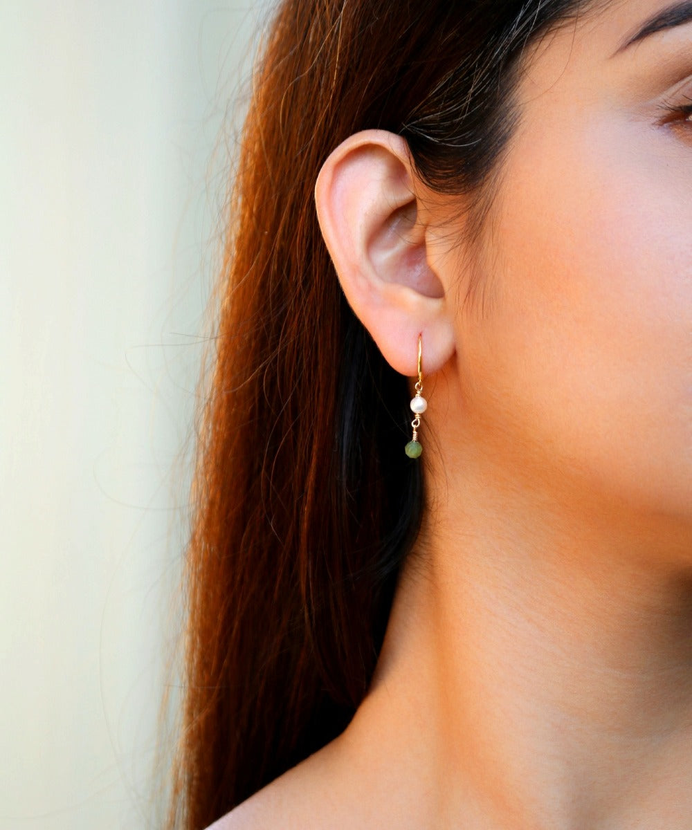 Celestial Garden Set – Pearl, Jade & Aquamarine Bracelet & Earrings