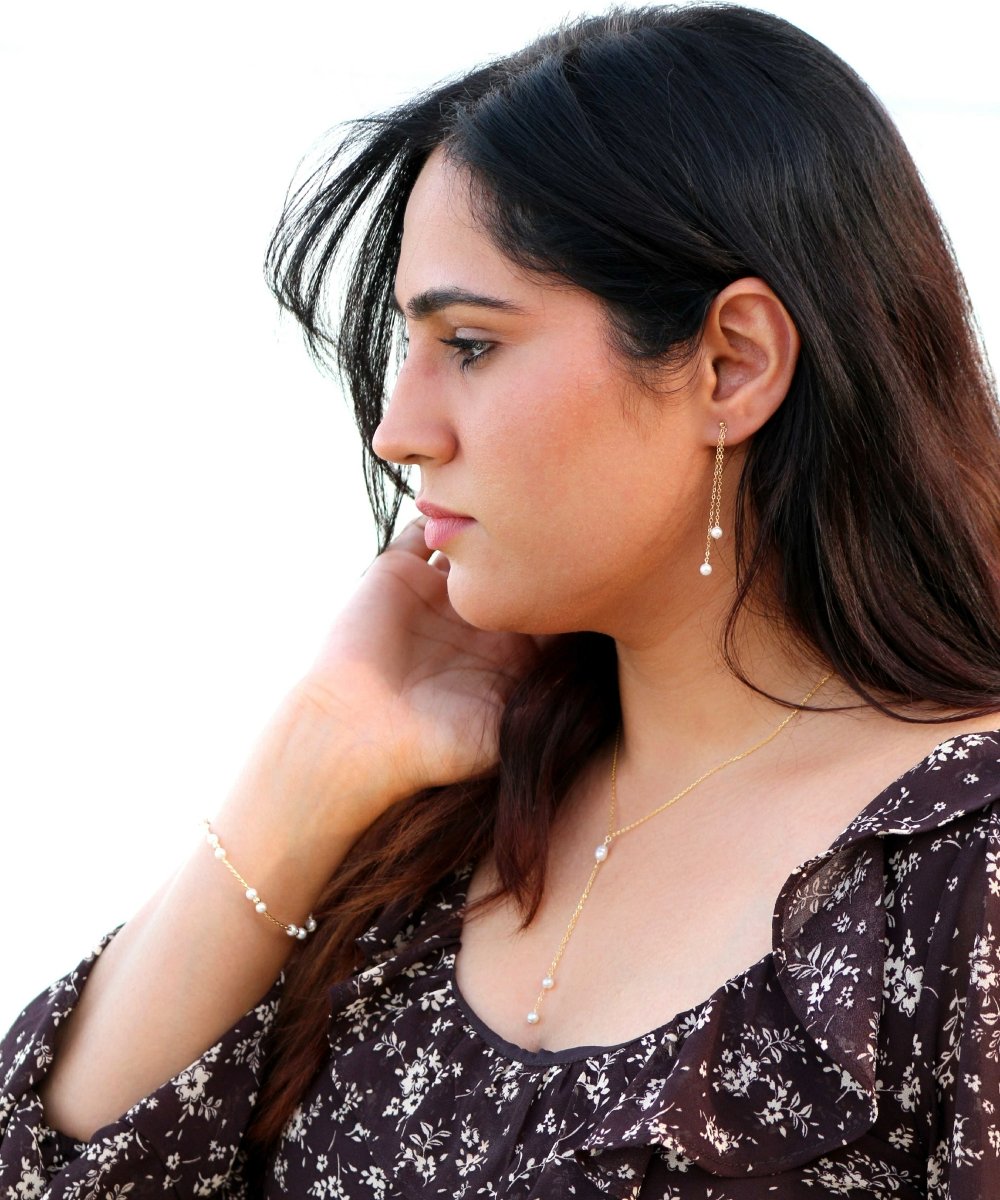 Celeste Drop Pearl Earrings