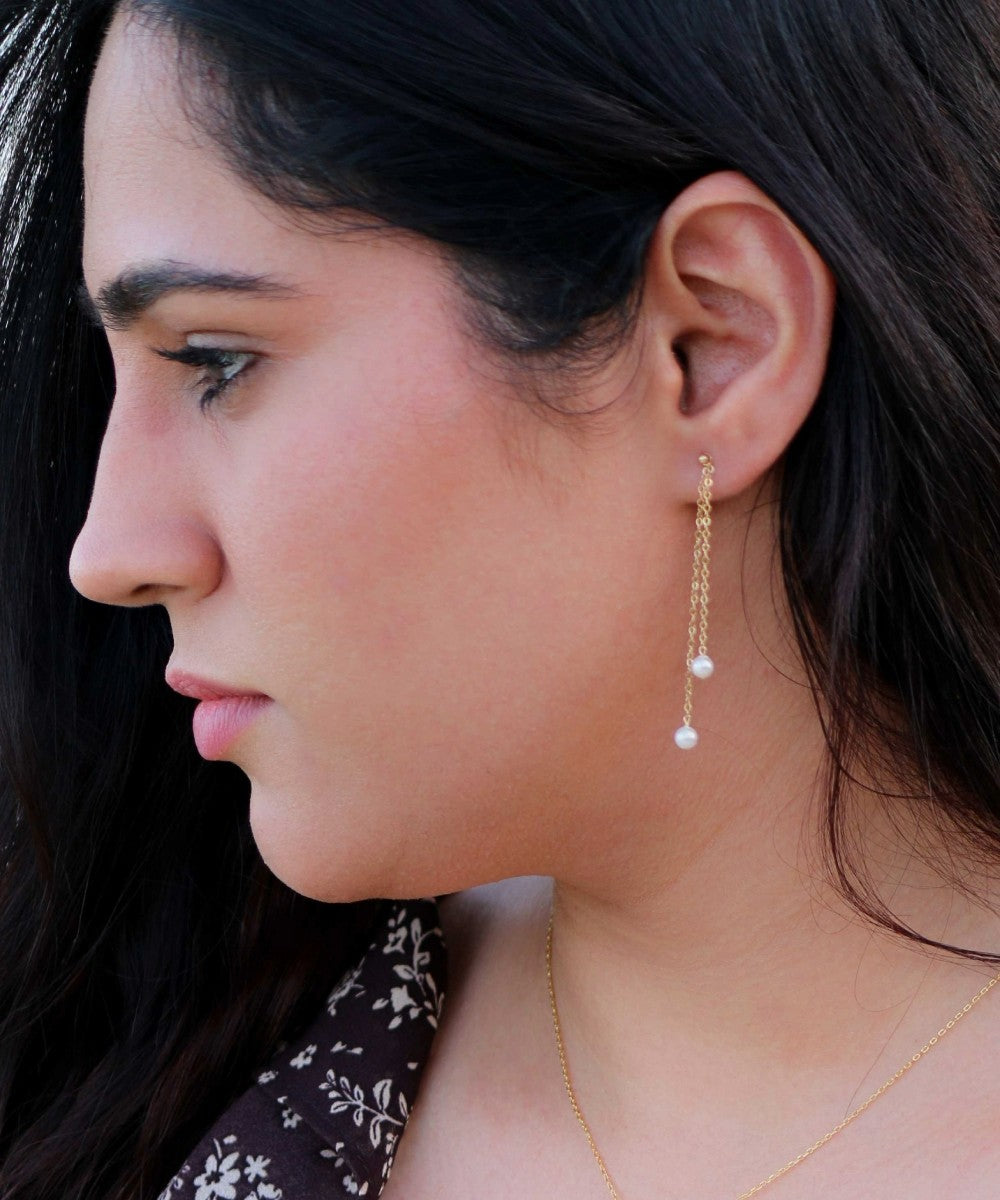 Celeste Drop Pearl Earrings