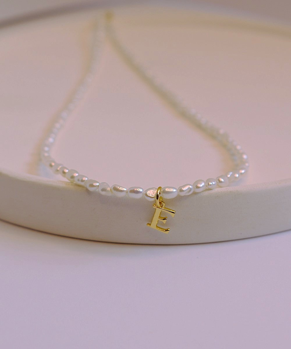 Lustrous Pearl Letter Necklace