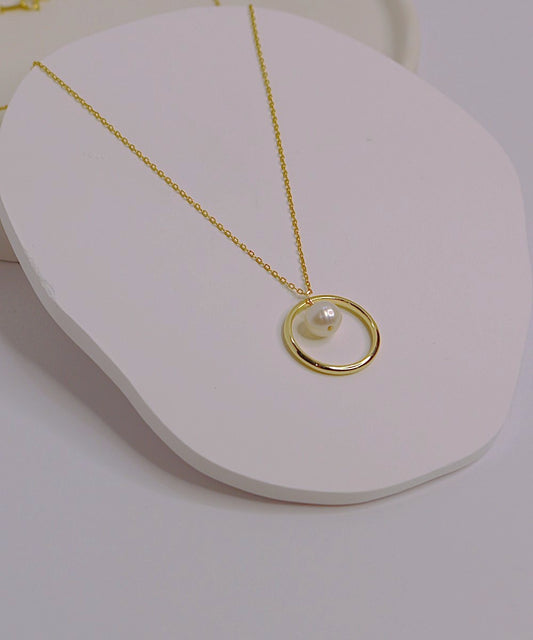 Eternal Pearl-in-Ring Necklace