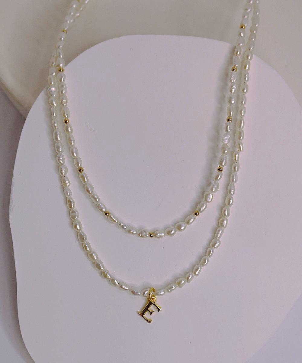 Lustrous Pearl Letter Necklace