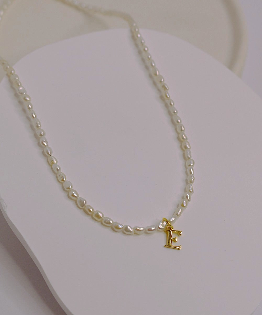 Lustrous Pearl Letter Necklace