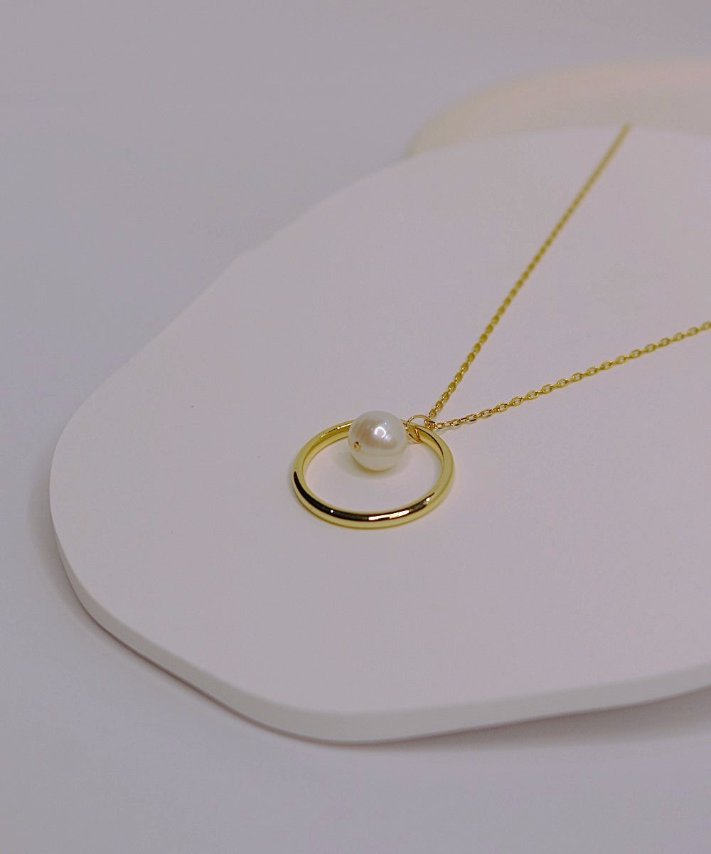 Eternal Pearl-in-Ring Necklace