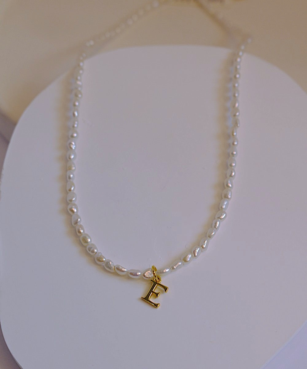 Lustrous Pearl Letter Necklace