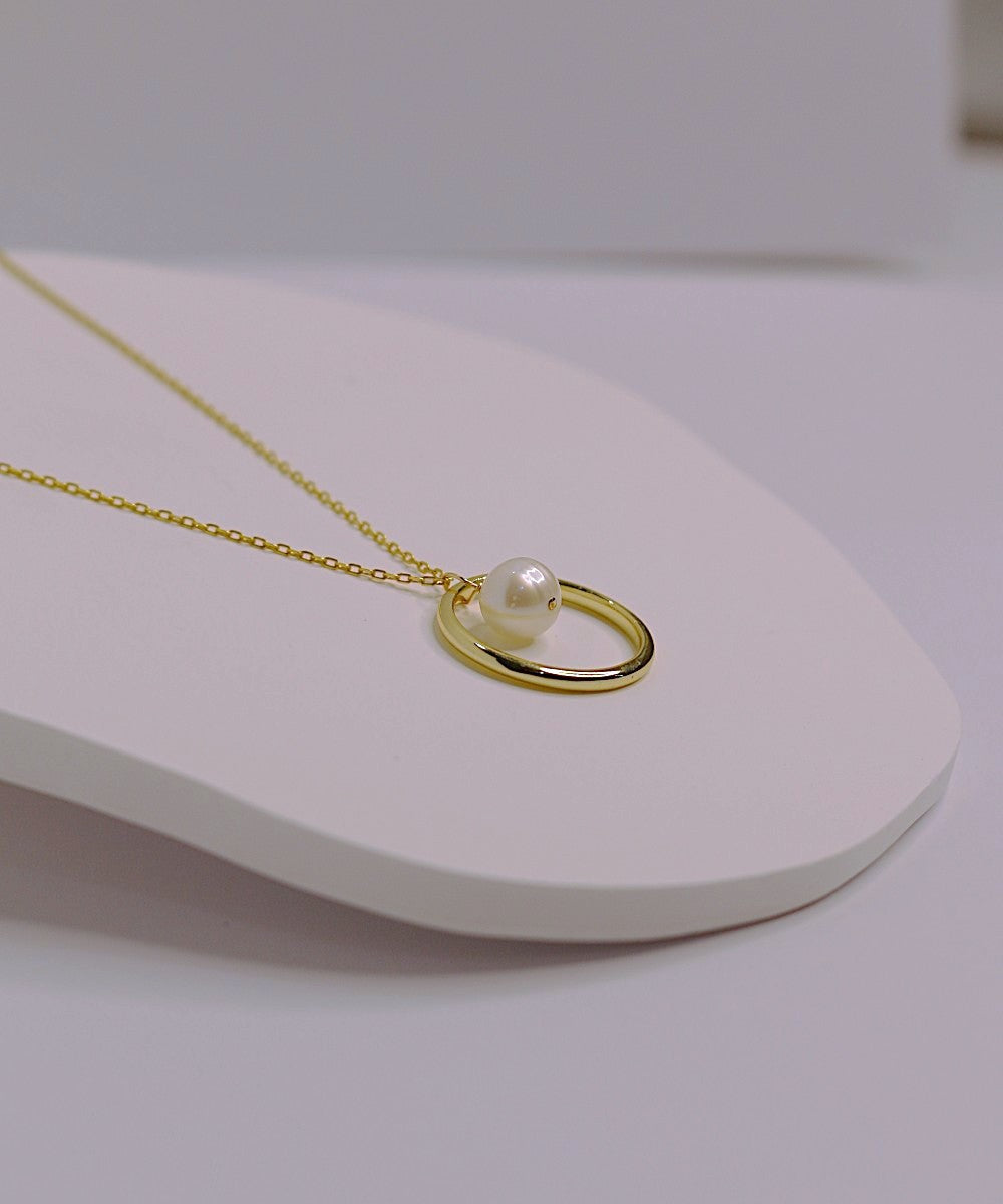 Eternal Pearl-in-Ring Necklace