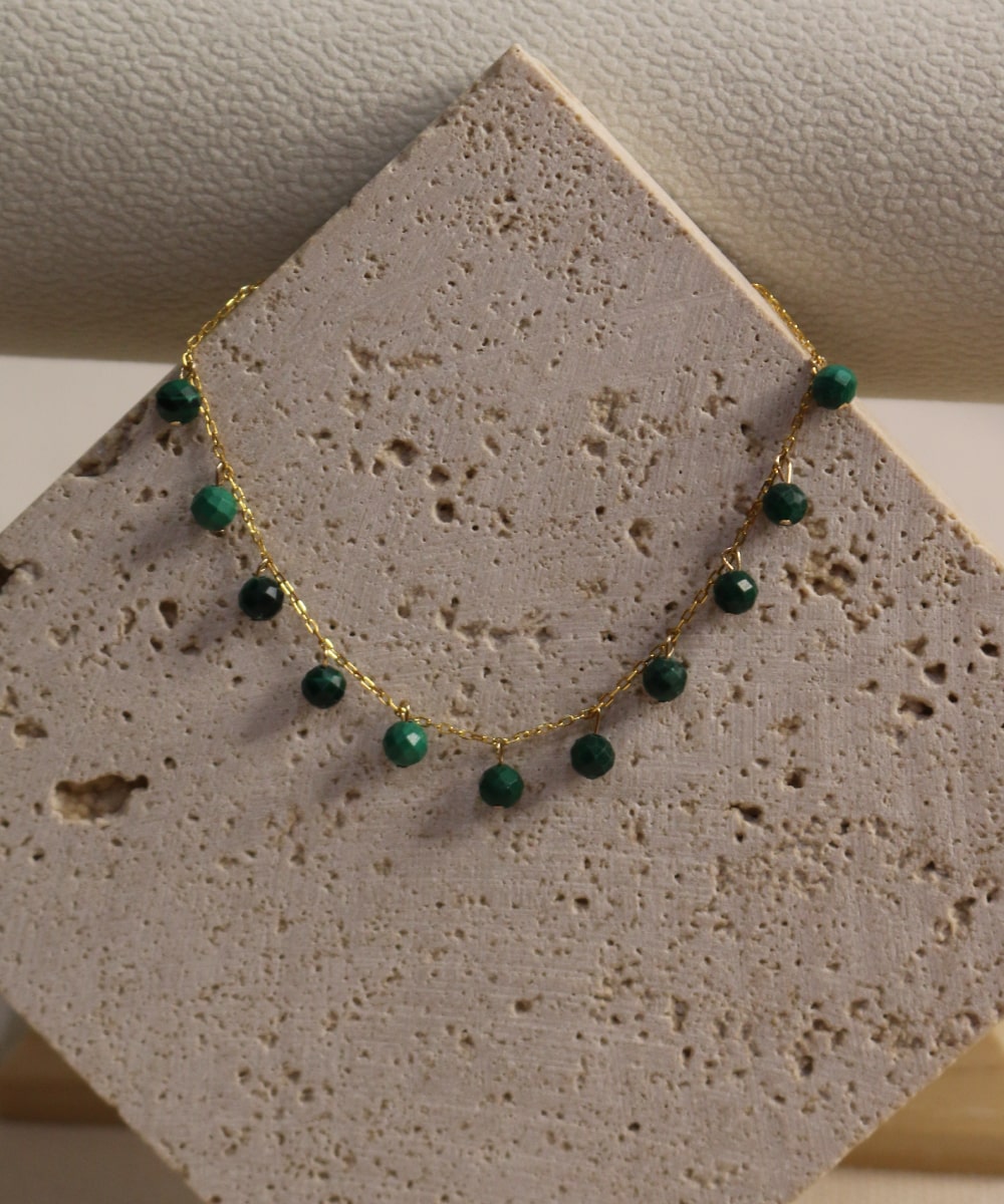 Verdant Grace Set – Green Malachite Chain Necklace, Bracelet & Hoop Earrings