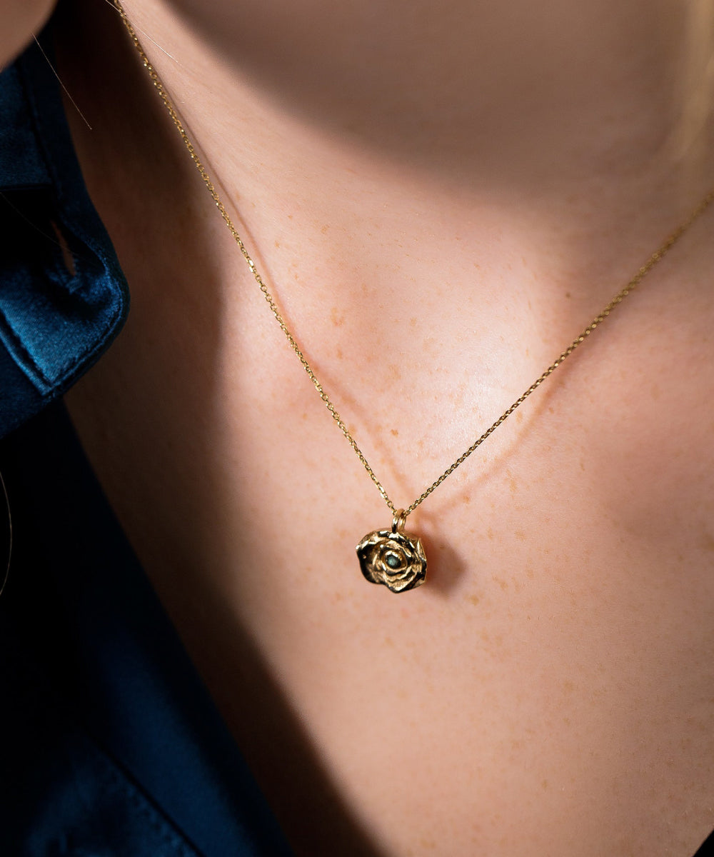 Rose Emerald Pendant Necklace