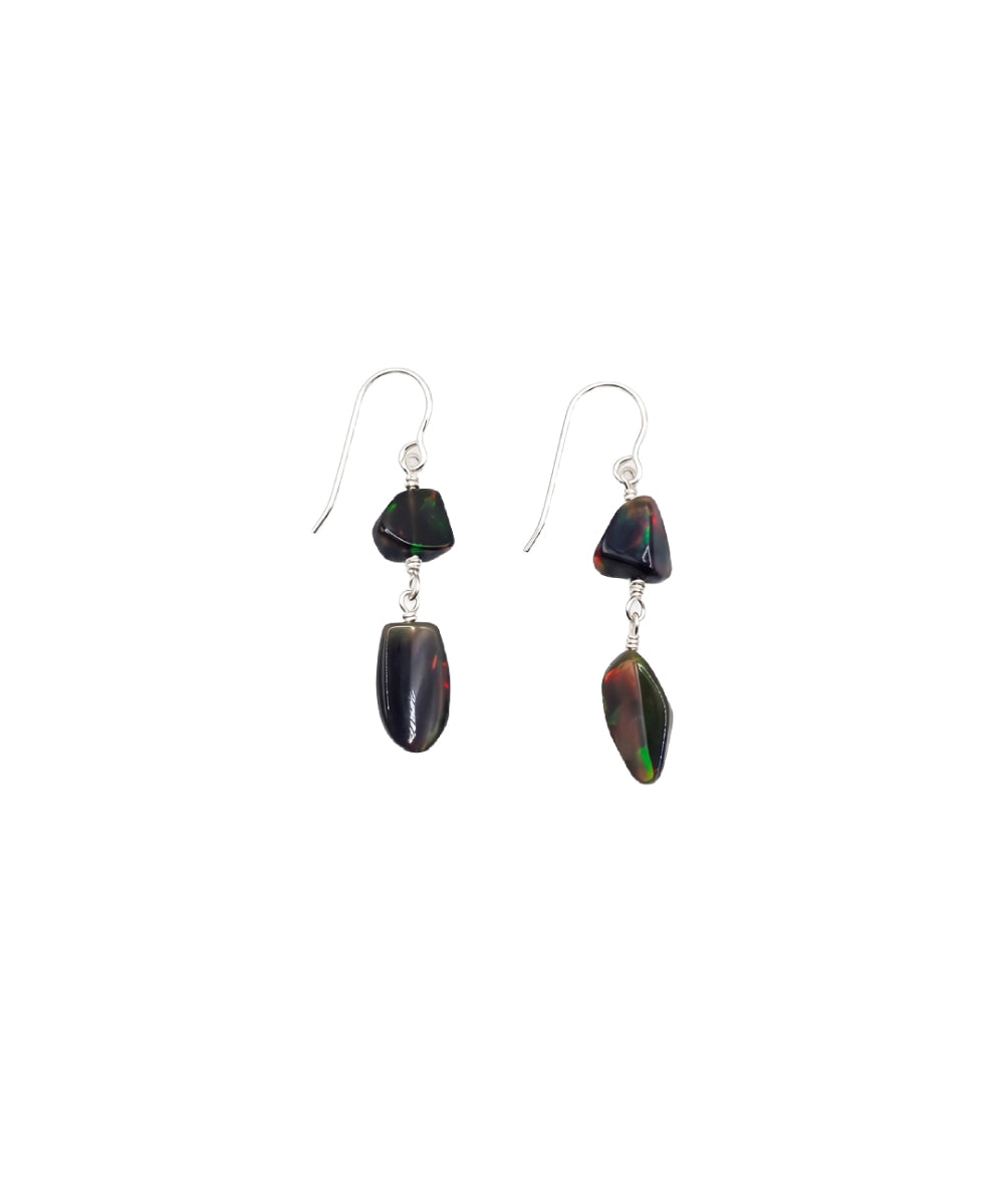 Black Onyx Silver Earrings