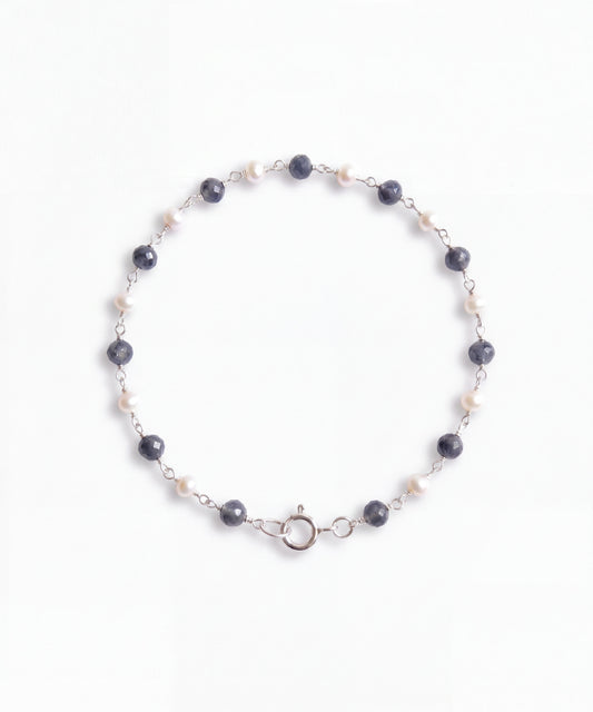 Sapphire Pearl Woven Bracelet