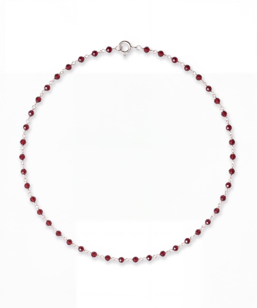 Garnet Silver Weave Necklace