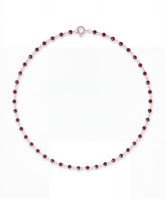 Garnet Silver Weave Necklace