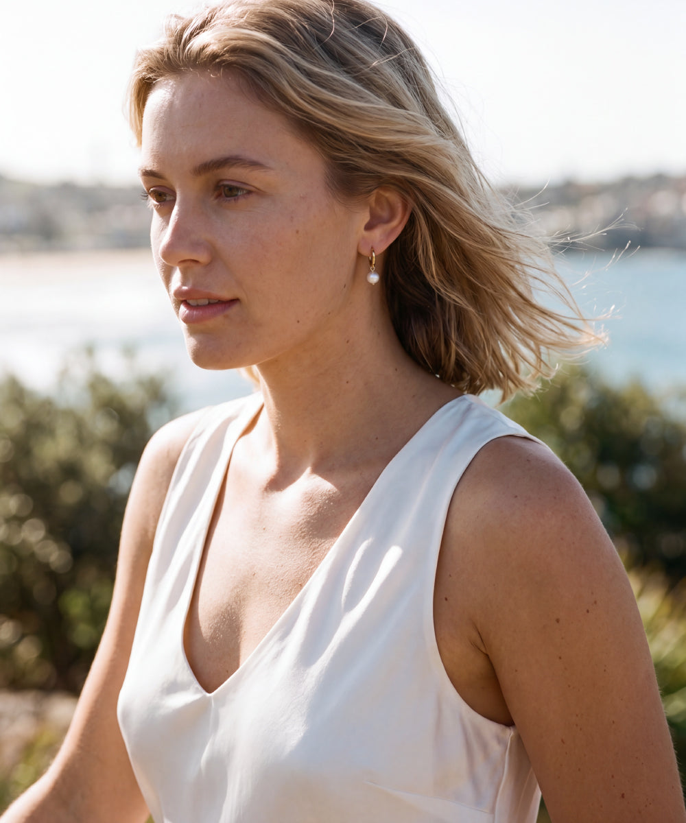 Single Pearl Hoops