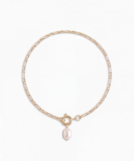 Gold Pearl Link Bracelet