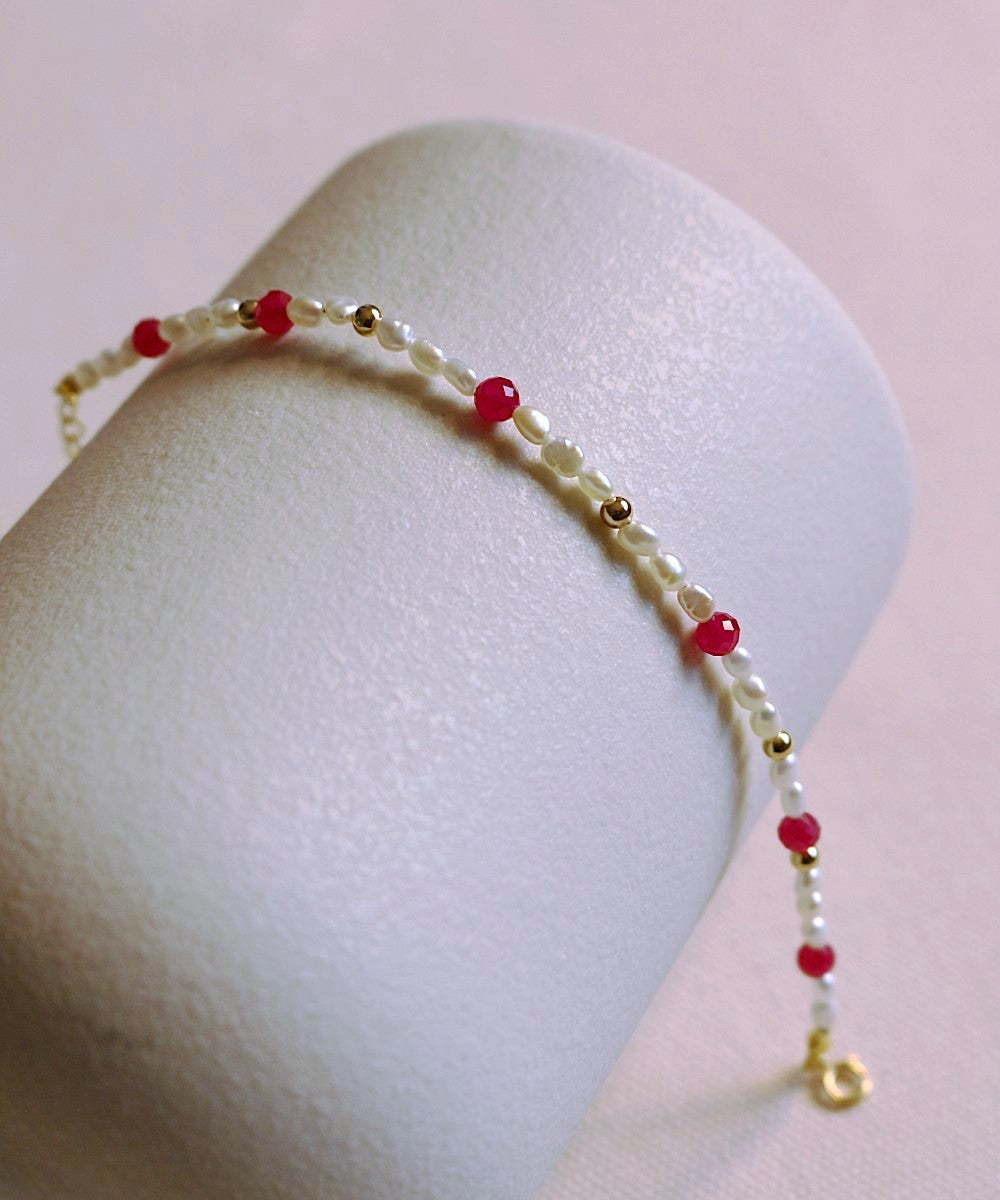 Radiant Heart Ruby Pearl Bracelet