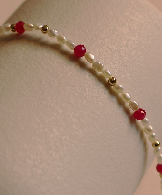 Radiant Heart Ruby Pearl Bracelet