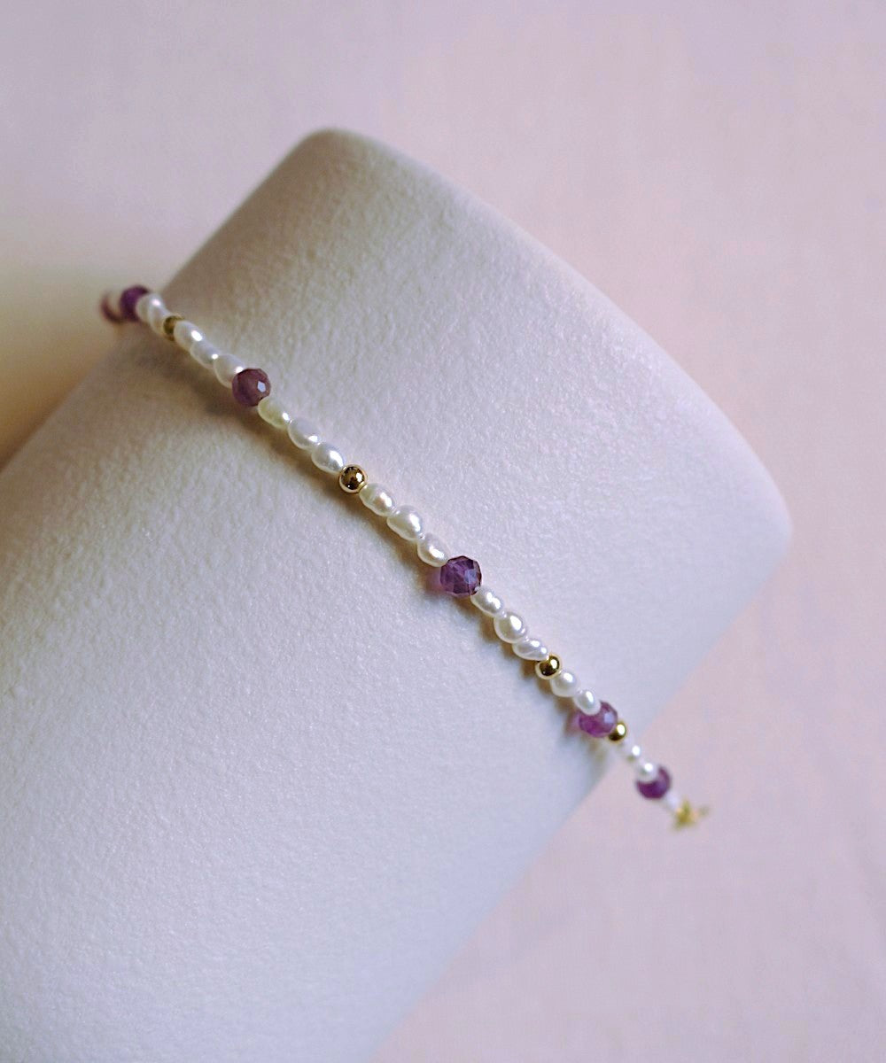 Moonlight Bloom Amethyst Pearl Bracelet