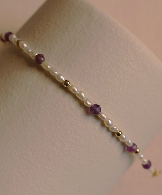 Moonlight Bloom Amethyst Pearl Bracelet