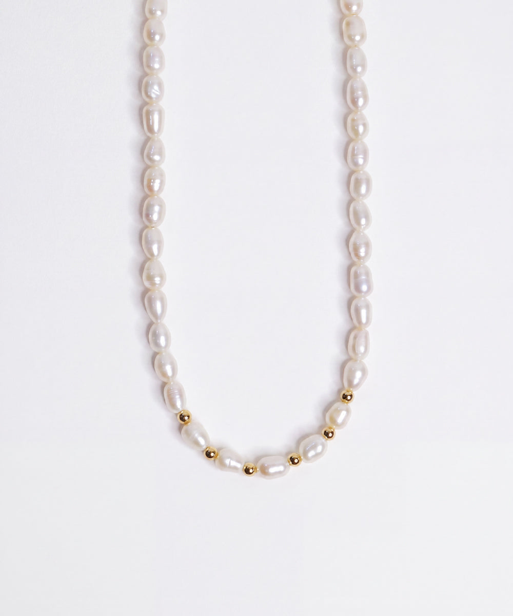 Golden Rice Pearl Necklace