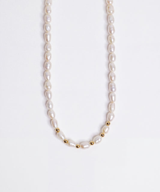 Golden Rice Pearl Necklace