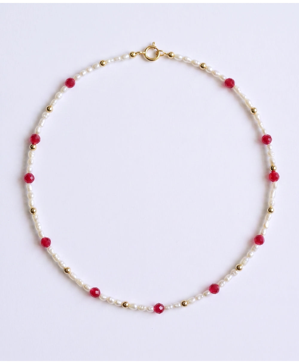 Crimson Pearl Beaded Necklace