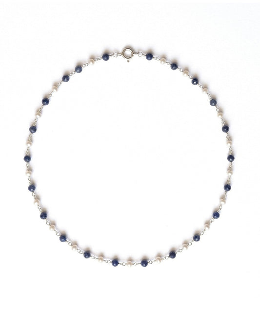 Sapphire Pearl Weave Necklace