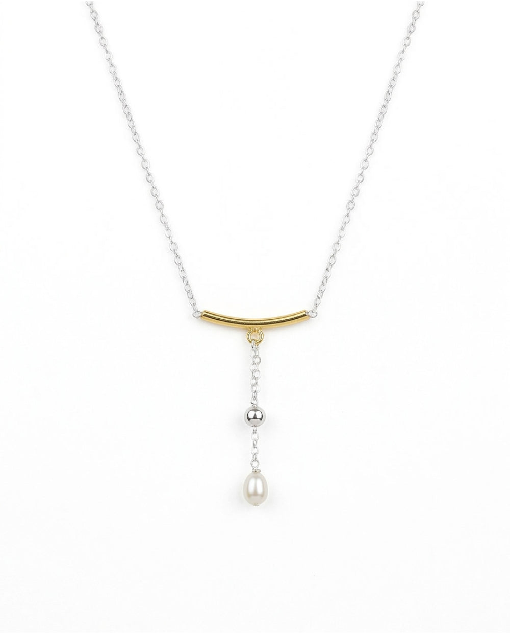 Golden Pearl Charm Necklace