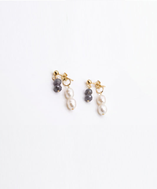 Sapphire Pearl Backdrop Earrings