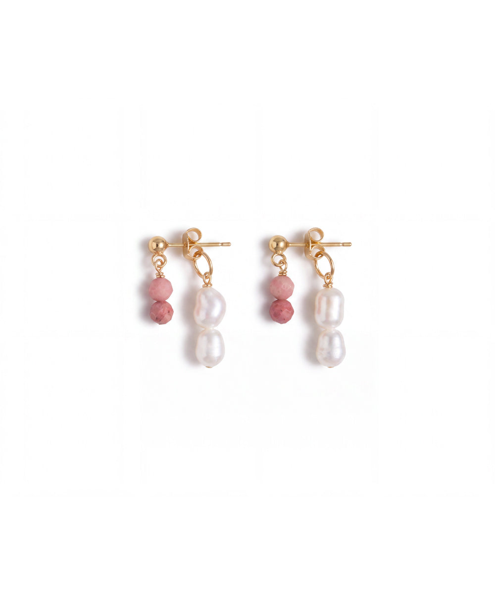 Pink Opal Pearl Backdrop Earrings
