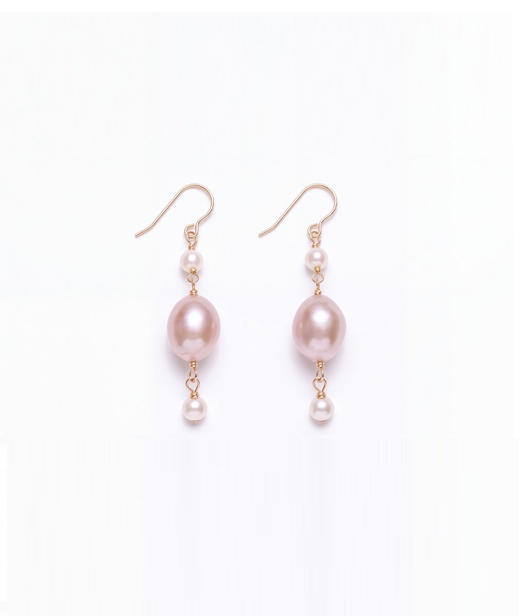 Purple Pearl Cascade Earrings