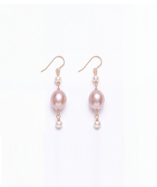 Purple Pearl Cascade Earrings