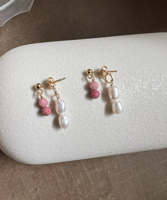 Pink Opal Pearl Backdrop Earrings