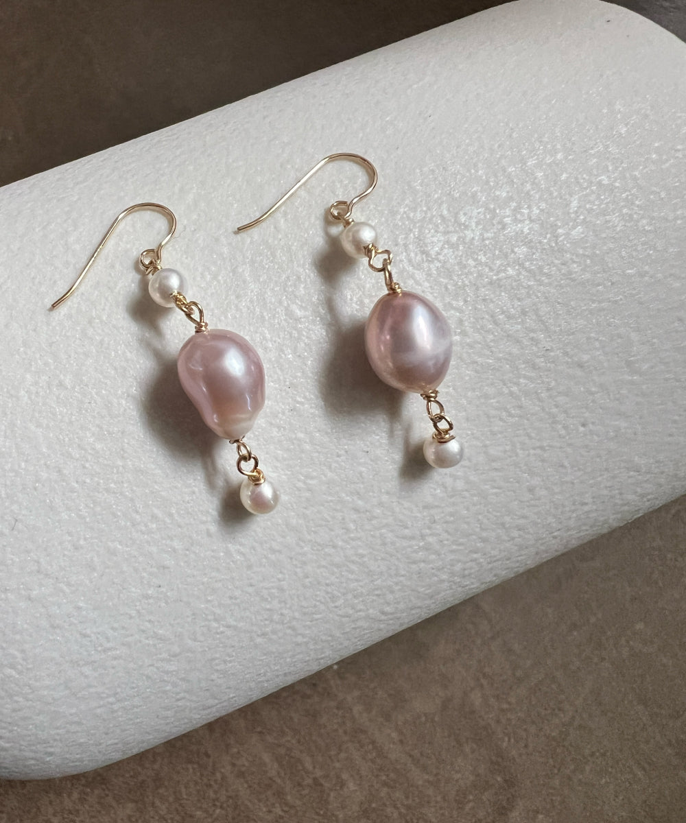 Purple Pearl Cascade Earrings